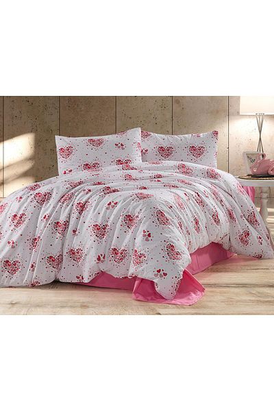 eco concept Culln Heart Ranforce Double Duvet Cover Set - Red