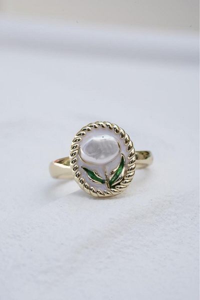 AŞIK ACCESSORIES Pearl White Enamel Bracelet