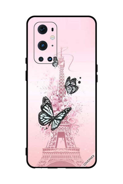 Covernex غطاء حماية لهاتف OnePlus 9 Pro برسومات فراشات سوداء على برج Effiel