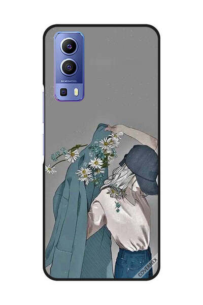 Covernex غطاء حماية لهاتف Vivo Y72 5G، فتاة ترتدي معطفًا مزهرًا