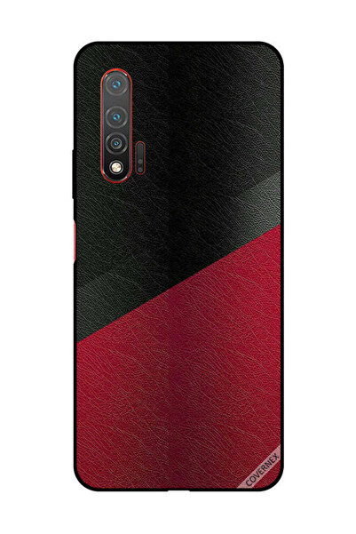 Covernex غطاء حماية لهاتف هواوي نوفا 6 5G بنمط جلدي أسود وأحمر