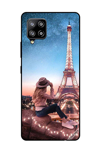 Covernex غطاء حماية لهاتف سامسونج جالاكسي M42 5G، فتاة قبعة بنية وبرج إيفيل