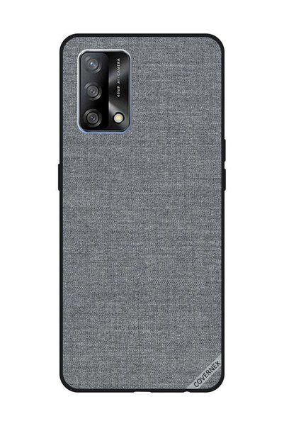 Covernex غطاء حماية لهاتف OPPO A74/F19 4G بنمط قماش رمادي