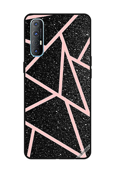 Covernex غطاء حماية لهاتف OPPO Reno 3 Pro أسود لامع بنقشة مسارات وردية فاتحة
