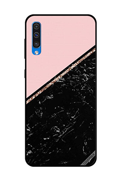 Covernex غطاء حماية لهاتف سامسونج جالاكسي A50 - أسود رخامي وشريط ذهبي