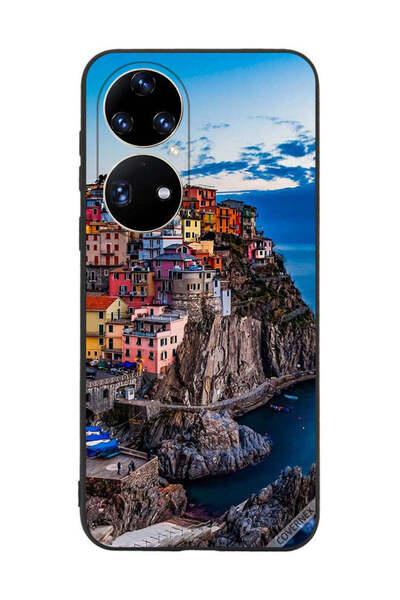 Covernex غطاء حماية لهاتف هواوي بي 50 - منازل ملونة على البحر