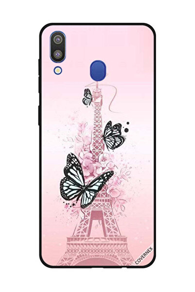 Covernex غطاء حماية لهاتف سامسونج جالاكسي M20 برسومات فراشات سوداء على برج إيفيل