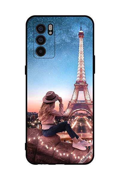 Covernex غطاء حماية لهاتف Oppo Reno6 5G، فتاة قبعة بنية اللون وبرج إيفيل