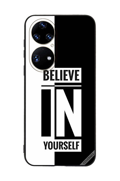 Covernex غطاء حماية لهاتف هواوي بي 50 - ثق بنفسك - أسود وأبيض