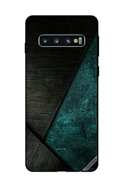 Covernex غطاء حماية لهاتف سامسونج جالاكسي S10 بنمط أسود وأخضر غامق