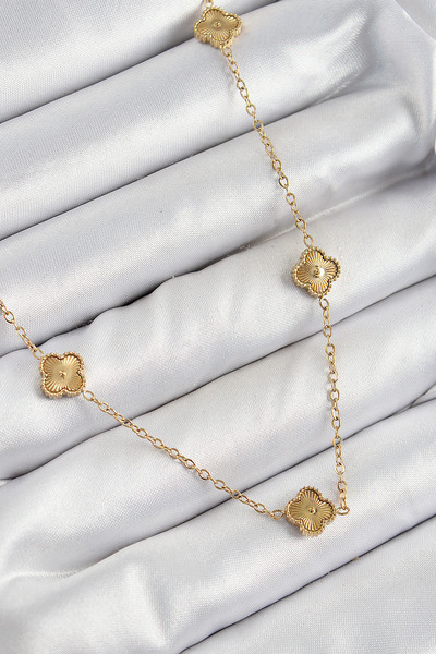 STYLE OF CARMEN 316L Çelik Yonca Model Gold Renk Kadın Kolye