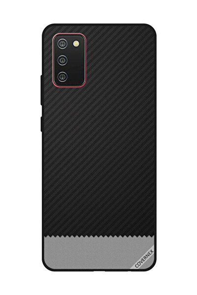 Covernex غطاء حماية لهاتف سامسونج جالاكسي A02s/F02s بنمط خطوط سوداء ورمادية