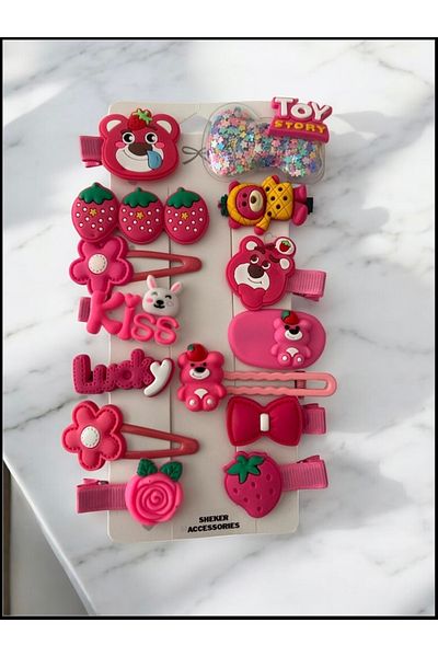 SHEKER HOME Girl's and Baby's Luxury 14-Piece Cute Buckle with Flower Figure