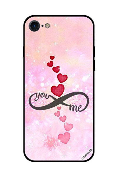 Covernex غطاء حماية لهاتف iPhone SE 2020 - قلوب حمراء ووردية - أنت وأنا إنفينيتي