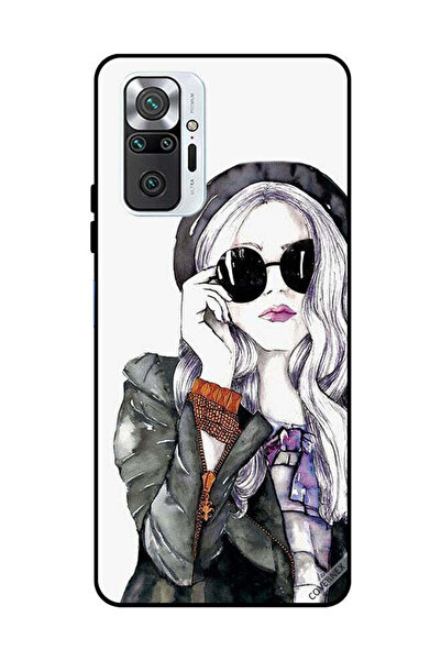 Covernex غطاء حماية لهاتف شاومي ريدمي نوت 10 برو 4G، أسود، زجاجي، بتصميم فتاة...