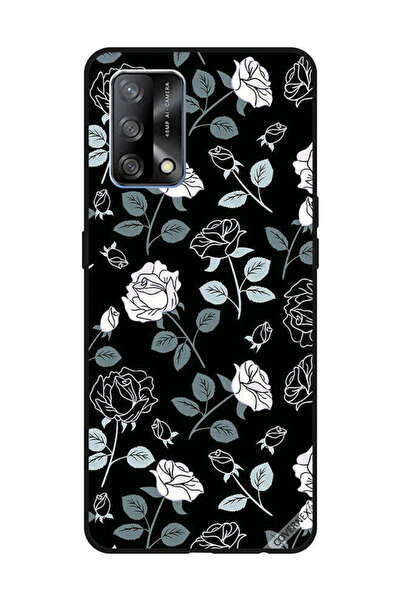 Covernex غطاء حماية لهاتف OPPO A74/F19 4G بنقشة زهور باللونين الأبيض والأسود