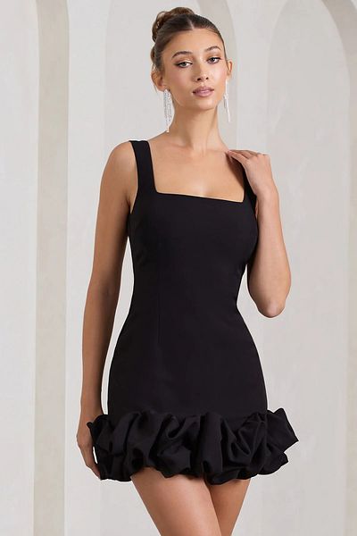 OLSAMODA Women's Skirt Ruffle Open Back Square Neck Mini Dress