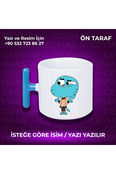 Ceymas Hediyelik Kişiye Özel Gumball ve Darvin Baskılı Renkli Kupa Bardak