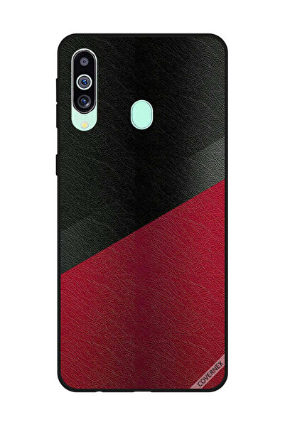 Covernex غطاء حماية لهاتف سامسونج جالاكسي M40/A60 بنقشة جلد أسود وأحمر
