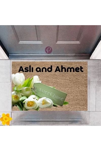 Mu Art Ahşap Door Mat Decorative Digital Printing Sweet Home P-2440