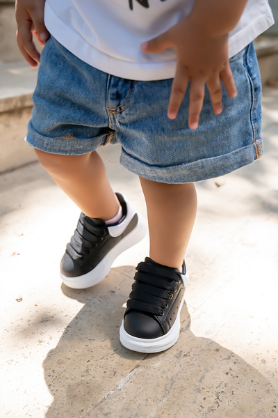 Blyss Baby Kids Daily Black White Elegantní Pohodlné sportovní boty Sneaker