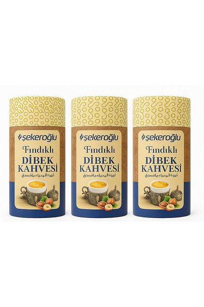 Hepyek Şekeroğlu Fındıklı Dibek Kahvesi Seti 3'lü - 3 x 200 gr (Toplam 600 gr)