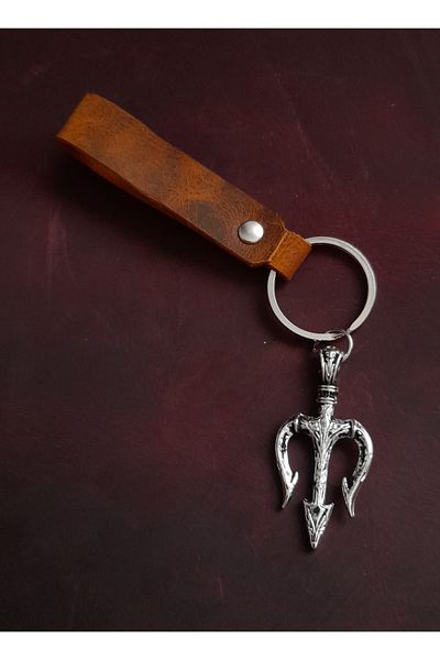 BSN Store Trident 3-Piece Spear Symbol Keychain Hand Made Real Leather Keychain