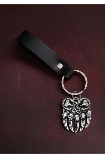 BSN Store Bear Claw Symbol Keychain Hand Made Real Leather Keychain