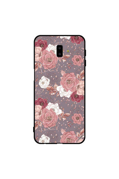 Covernex غطاء حماية لهاتف سامسونج جالاكسي J6+ بنمط زهور بلون الشوكولاتة