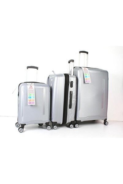 ÖLMEZLER DERİ Ultra Silikon Çizgili Model 3 Lü Valiz Bavul Seti