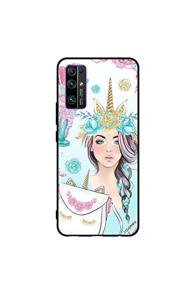 Covernex غطاء حماية لهاتف Honor 30 مع رموش على الحقيبة وفتاة وحيد القرن