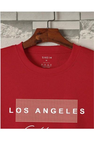 khufu Oversize Fit Cotton Red Color Los Angeles Printed Relaxed Fit T-Shirt Unisex