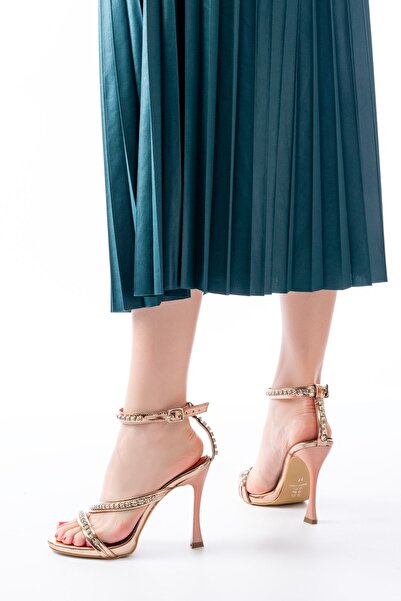 Genel Markalar A-20 Rose Taşlı Vivet Platformlu Topuklu Kadın Ayakkabı