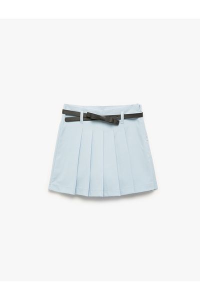 Koton Belt Detailed Pleated Viscose Blended Shorts Skirt