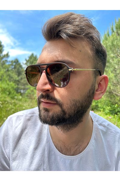 Ferrucci Brown Matte Drop Frame Rose Gold Metal Detailed Unisex Sunglasses