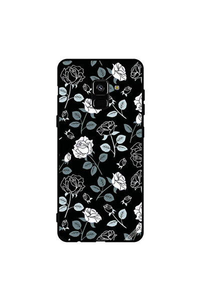 Covernex غطاء حماية لهاتف سامسونج جالاكسي A8+ (2018) بنمط زهور أبيض وأسود