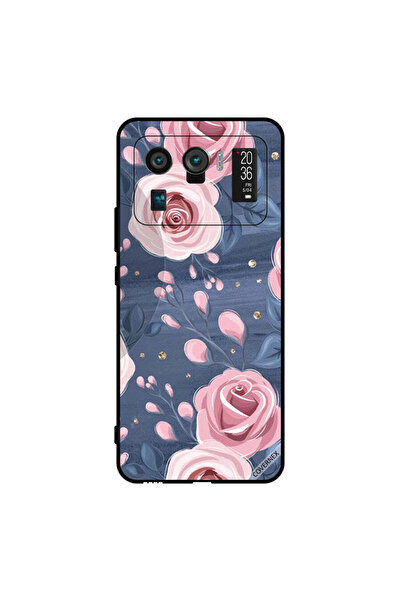 Covernex غطاء حماية لهاتف شاومي مي 11 ألترا بنقشة ورود وردية وأوراق رمادية داكنة