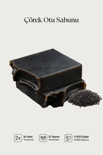 Cageartstudio Natural Black Cumin Soap 2 Pack - 100% Handmade and Natural, Skin Friendly, Chemical Free (2 Pieces)