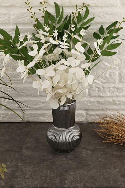 ANGDESİGN Angdesign Decorative Sirena Glass Vase Smoked-18 cm