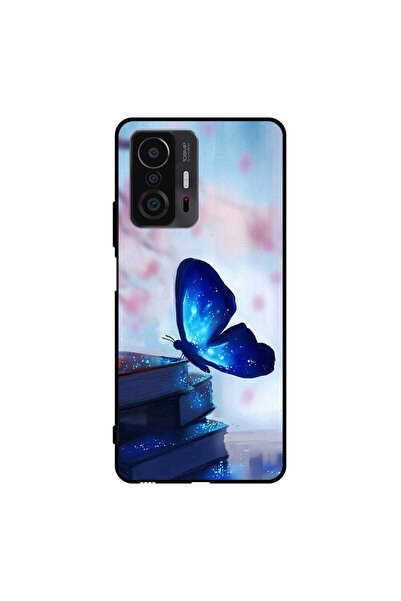 Covernex غطاء حماية لهاتف شاومي 11T - فراشة زرقاء داكنة على الكتب