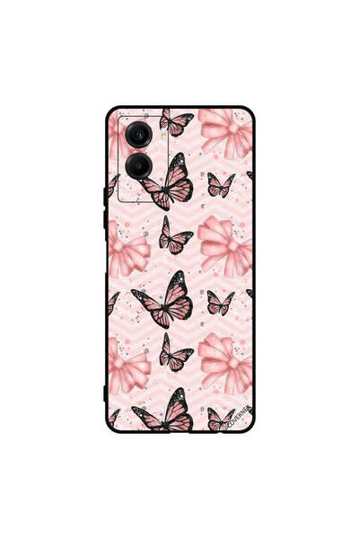 Covernex Protective Case Cover For Vivo Y55s 5G Black & Peach Color Butterflies