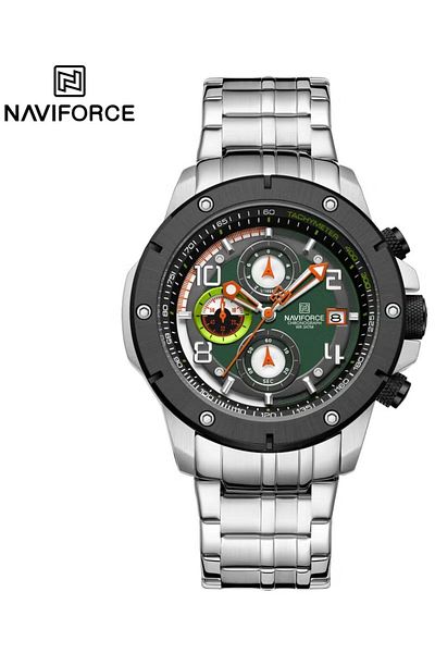 Naviforce Men's Stylish Chronograph Watch – 46mm Sport Dial, Stainless Steel Bracelet, Water Resistant
