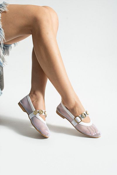 Neva'nın Butiği Fona Flat Sole Lace Buckle Accessory Women's Ballerinas