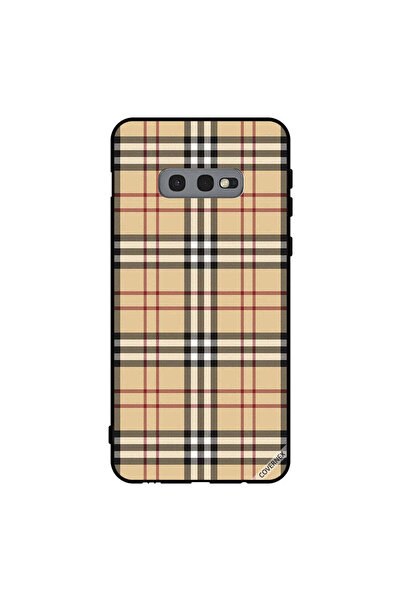Covernex غطاء حماية لهاتف سامسونج جالاكسي S10e بخطوط حمراء وسوداء على القماش