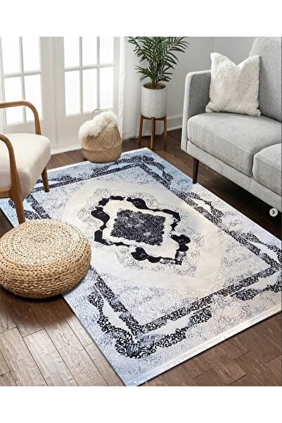 Zümrüt Ev Tekstil Dokuma Kaymaz Taban İpeksi Jakarlı Halı Avangar Desen