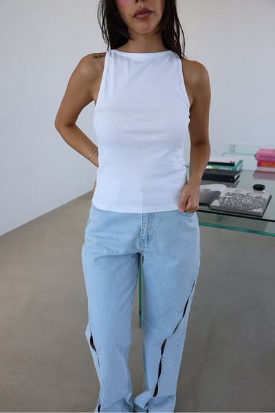 Özge Özgenç Halter Neck Thin Corded Tank Top