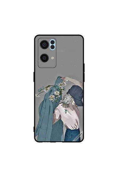 Covernex غطاء حماية لهاتف Oppo Reno7 Pro 5G، فتاة ترتدي معطفًا مزهرًا