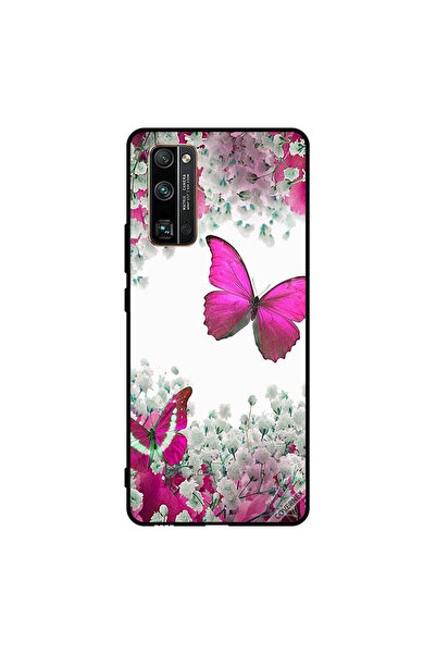 Covernex غطاء حماية لهاتف Honor 30 Pro - فراشات وردية داكنة وزهور بيضاء
