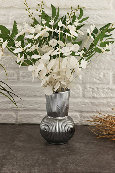 ANGDESİGN Angdesign Decorative Sirena Glass Vase Smoked-18 cm