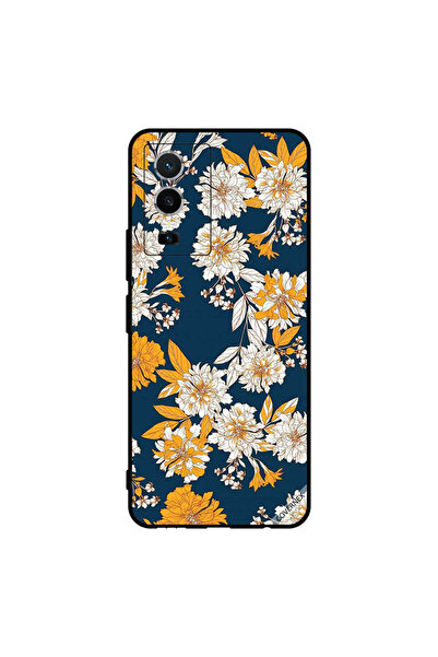 Covernex غطاء حماية لهاتف فيفو Y76 5G بنقشة زهور وأوراق صفراء وبيضاء